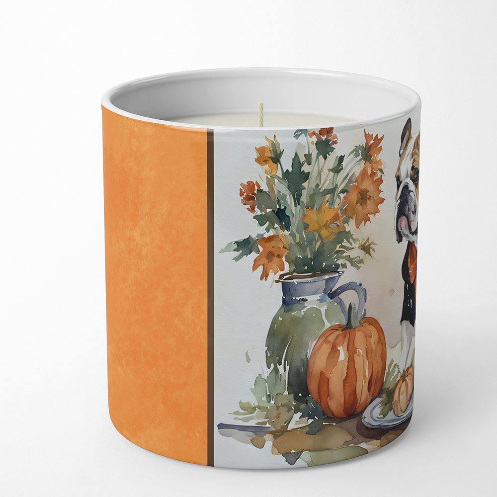 English Bulldog Fall Kitchen Pumpkins Decorative Soy Candle Nature Soy Wax Essential Oil Home Decor Ideal for Bedroom Kitchen Bath Office Gift, 10 oz