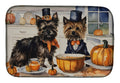 Cairn Terrier Fall Kitchen Pumpkins Dish Drying Mat Absorbent Dish Drying Mat Pad for Kitchen Counter Dish Drainer Mat for Countertop, 14 x 21", Multicolor