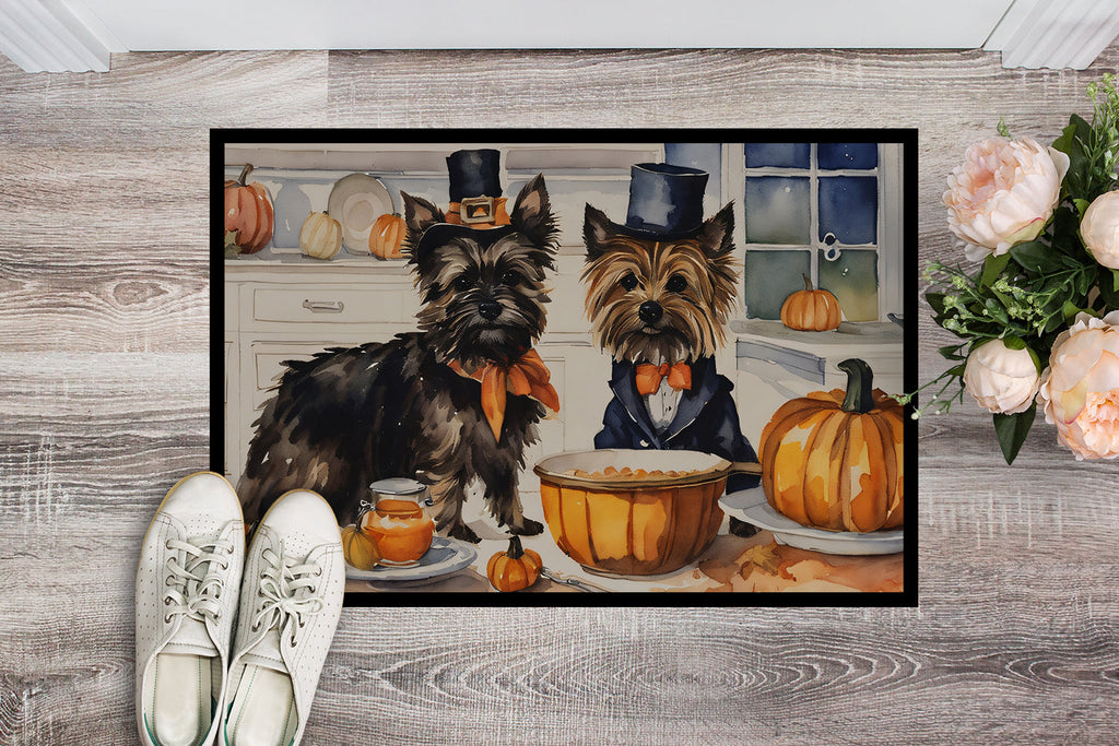 Cairn Terrier Fall Kitchen Pumpkins Doormat Indoor Outdoor 24H X 36W Front Door Mat Rugs for Entryway, Non Slip Washable Low Pile,