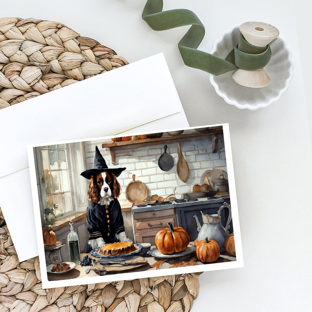 Cavalier Spaniel Fall Kitchen Pumpkins Greeting Cards Pack of 8 Blank Cards with Envelopes Whimsical A7 Size 5x7