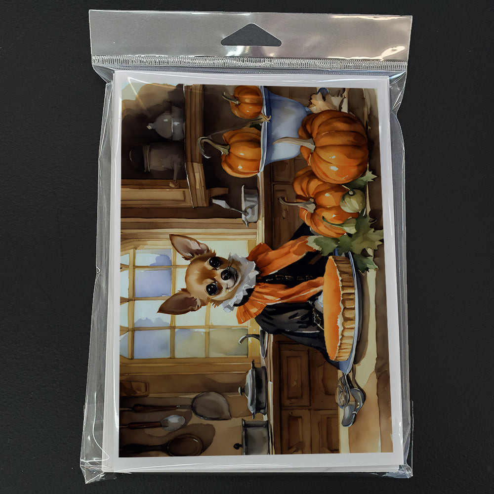 Chihuahua Fall Kitchen Pumpkins Greeting Cards Pack of 8 Blank Cards with Envelopes Whimsical A7 Size 5x7