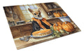 Chihuahua Fall Kitchen Pumpkins Cutting Board Tempered Glass Kitchen Cutting Surface, Heat Resistant Chopping, Non-Slip Feet, Food Prep & Serving