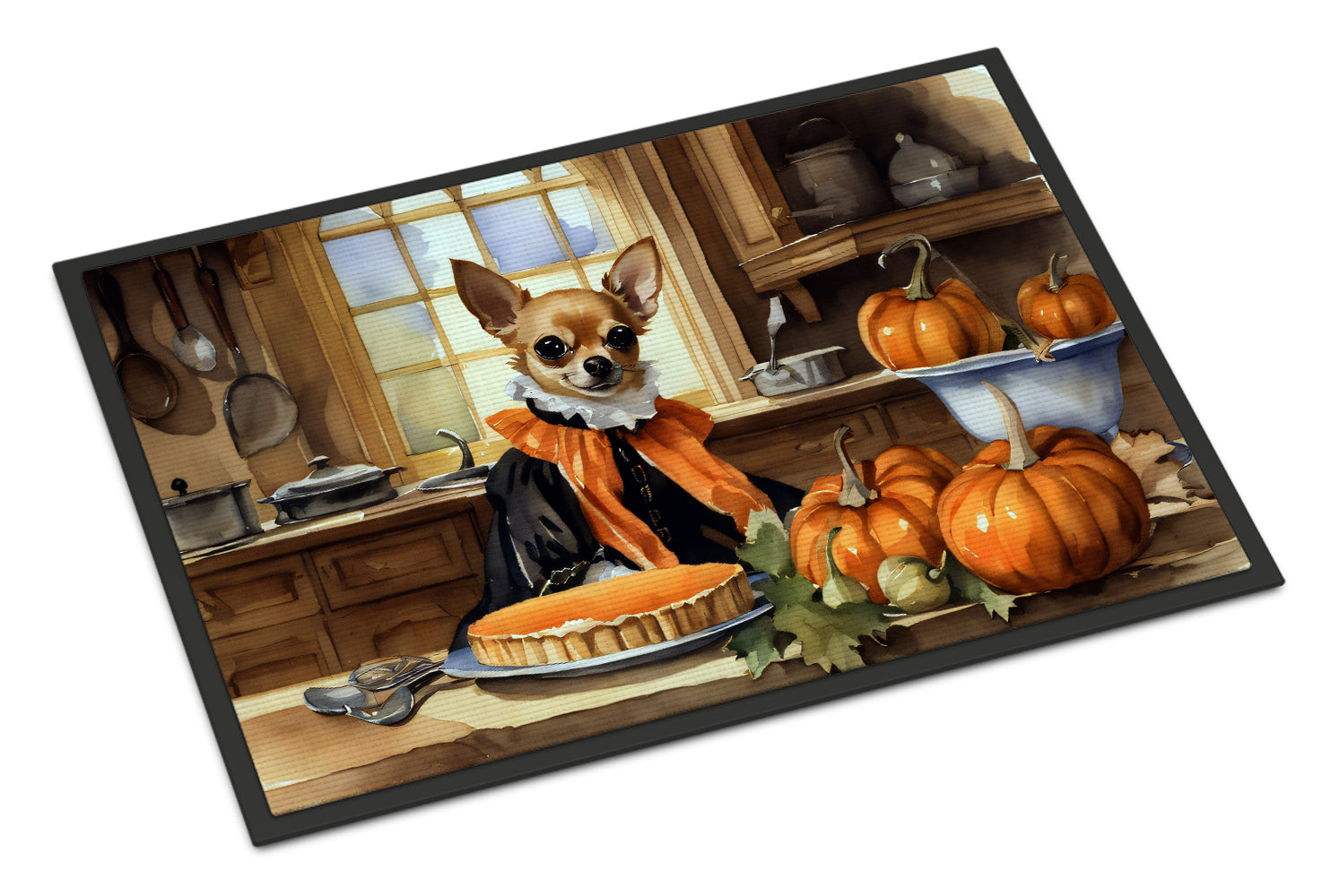 Chihuahua Fall Kitchen Pumpkins Doormat Indoor Outdoor 18H X 27W Front Door Mat Rugs for Entryway, Non Slip Washable