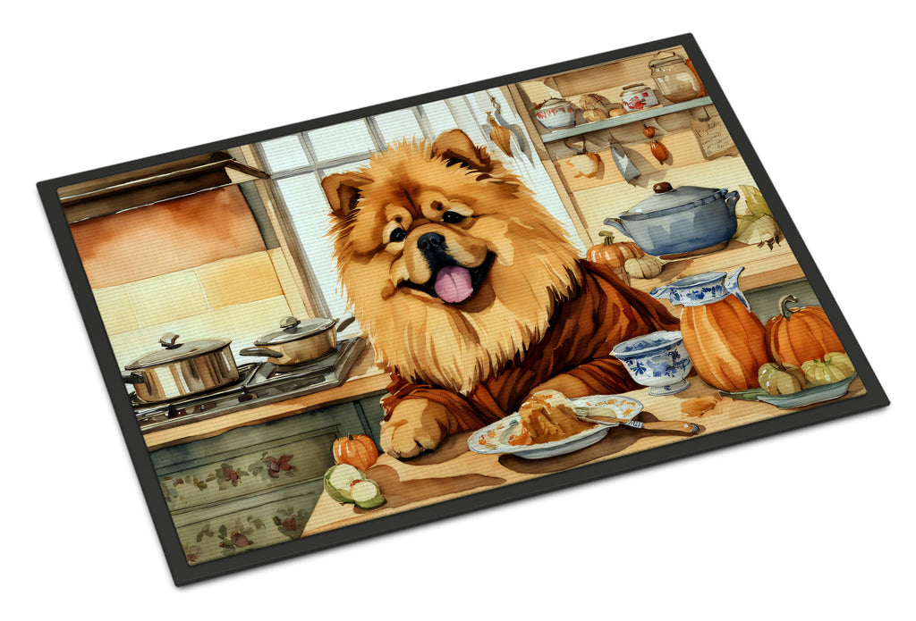 Chow Chow Fall Kitchen Pumpkins Doormat Indoor Outdoor 24H X 36W Front Door Mat Rugs for Entryway, Non Slip Washable Low Pile,