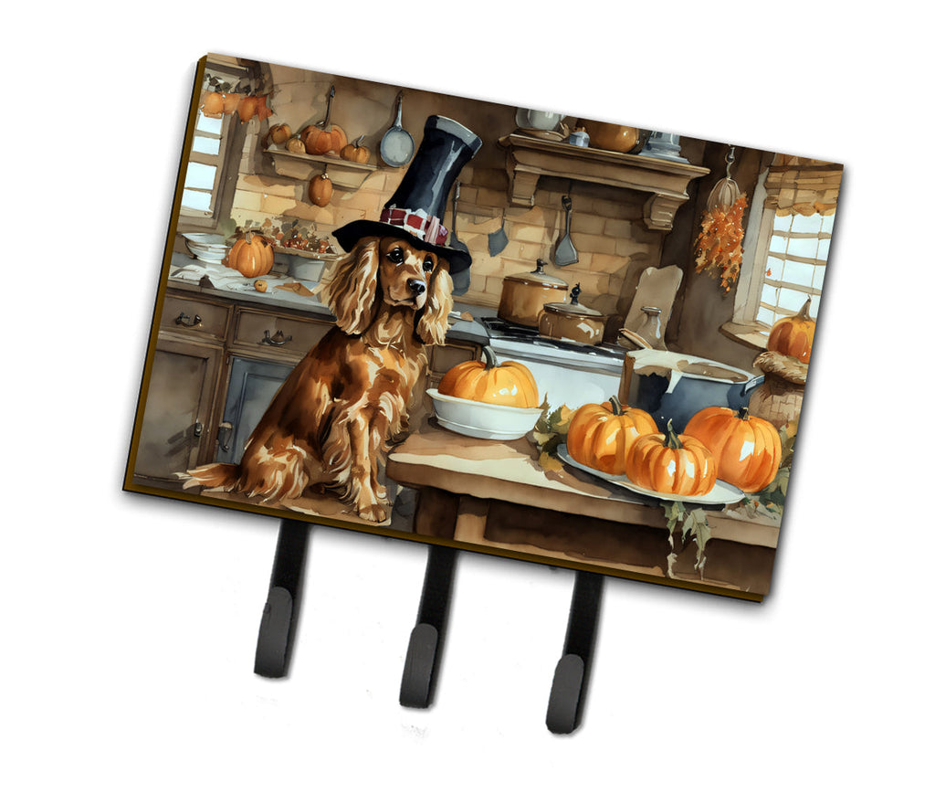 Cocker Spaniel Fall Kitchen Pumpkins Leash or Key Holder Wall Hooks, Coat Rack Wall Mount, for Hanging Keys, Towels, Aprons, Leashes