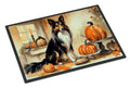 Collie Fall Kitchen Pumpkins Doormat Indoor Outdoor 18H X 27W Front Door Mat Rugs for Entryway, Non Slip Washable