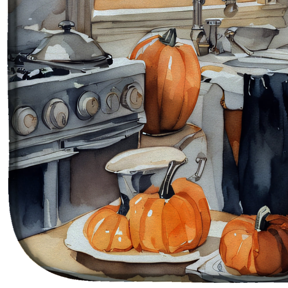 Corgi Fall Kitchen Pumpkins Dish Drying Mat Absorbent Dish Drying Mat Pad for Kitchen Counter Dish Drainer Mat for Countertop, 14 x 21", Multicolor