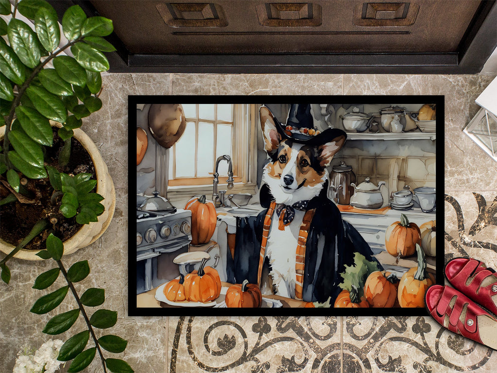 Corgi Fall Kitchen Pumpkins Doormat Indoor Outdoor 18H X 27W Front Door Mat Rugs for Entryway, Non Slip Washable