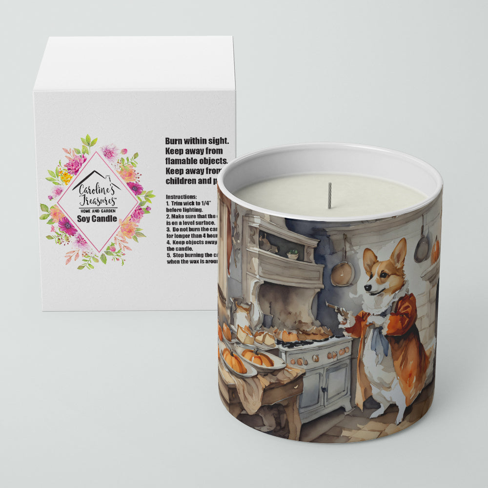 Corgi Fall Kitchen Pumpkins Decorative Soy Candle Nature Soy Wax Essential Oil Home Decor Ideal for Bedroom Kitchen Bath Office Gift, 10 oz