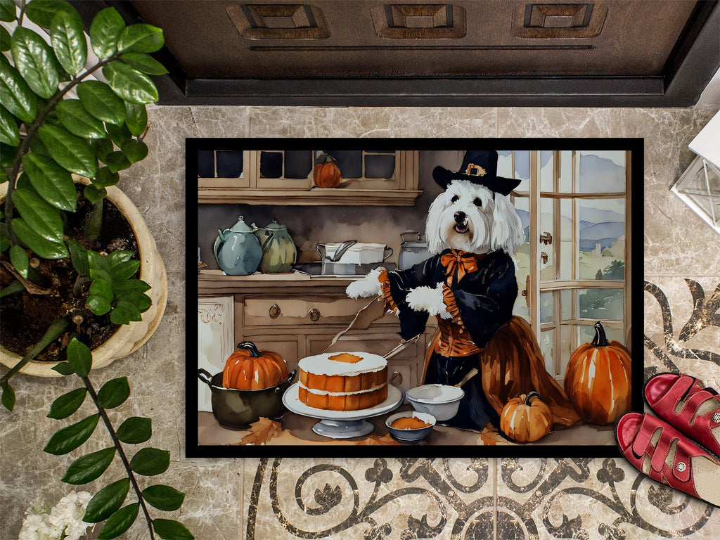 Coton De Tulear Fall Kitchen Pumpkins Doormat Indoor Outdoor 24H X 36W Front Door Mat Rugs for Entryway, Non Slip Washable Low Pile,