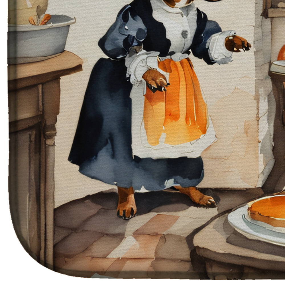 Dachshund Fall Kitchen Pumpkins Dish Drying Mat Absorbent Dish Drying Mat Pad for Kitchen Counter Dish Drainer Mat for Countertop, 14 x 21", Multicolor