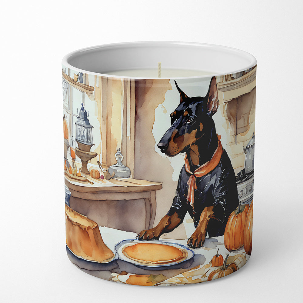 Doberman Pinscher Fall Kitchen Pumpkins Decorative Soy Candle Nature Soy Wax Essential Oil Home Decor Ideal for Bedroom Kitchen Bath Office Gift, 10 oz
