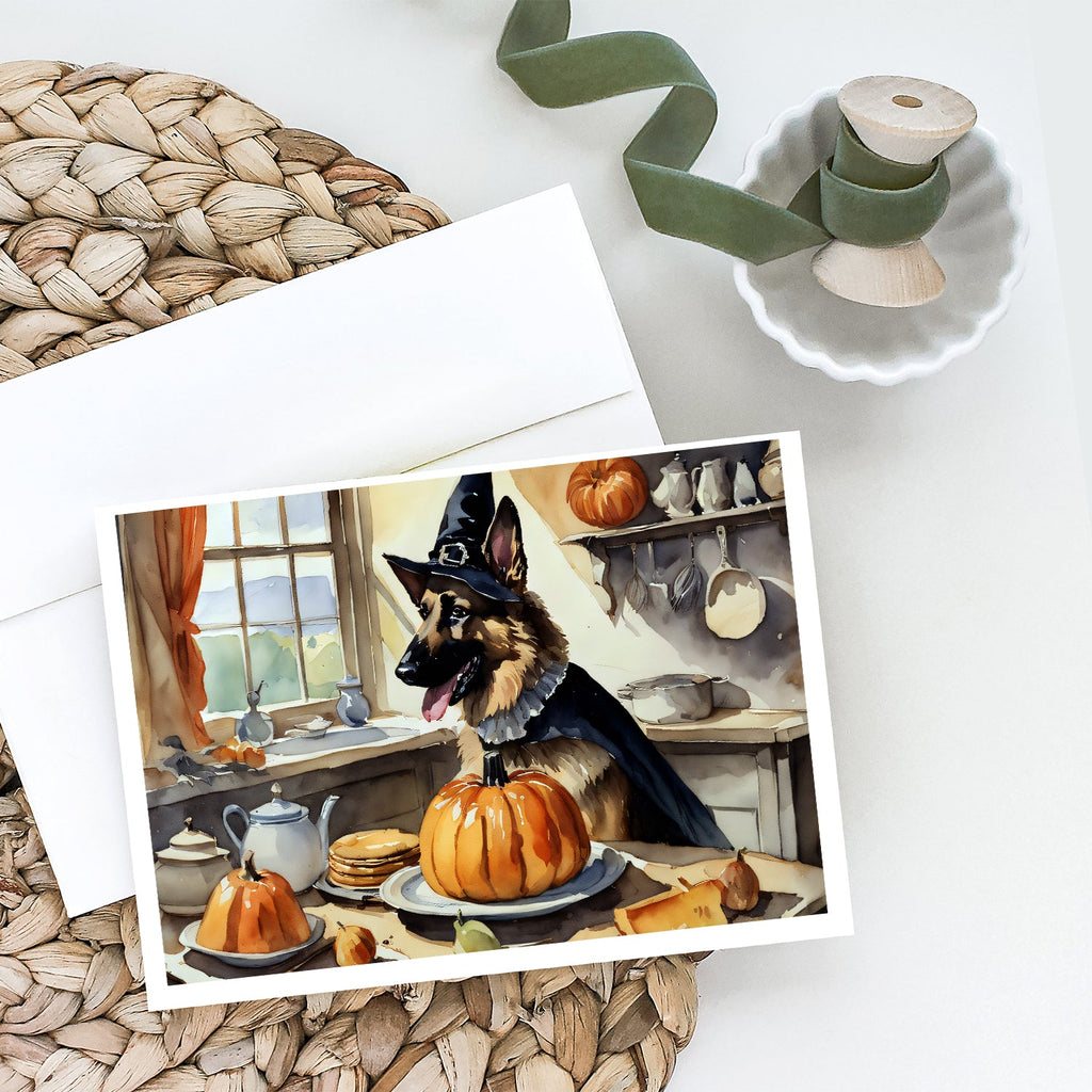 German Shepherd Fall Kitchen Pumpkins Greeting Cards Pack of 8 Blank Cards with Envelopes Whimsical A7 Size 5x7