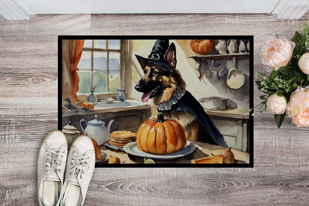German Shepherd Fall Kitchen Pumpkins Doormat Indoor Outdoor 24H X 36W Front Door Mat Rugs for Entryway, Non Slip Washable Low Pile,