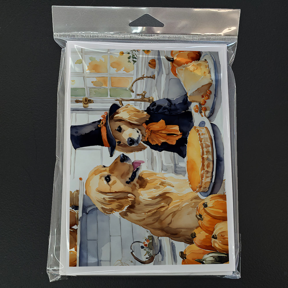Golden Retriever Fall Kitchen Pumpkins Greeting Cards Pack of 8 Blank Cards with Envelopes Whimsical A7 Size 5x7