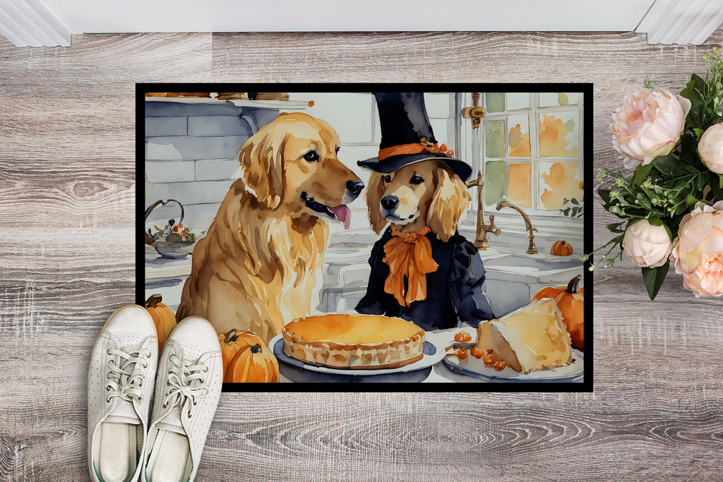 Golden Retriever Fall Kitchen Pumpkins Doormat Indoor Outdoor 18H X 27W Front Door Mat Rugs for Entryway, Non Slip Washable