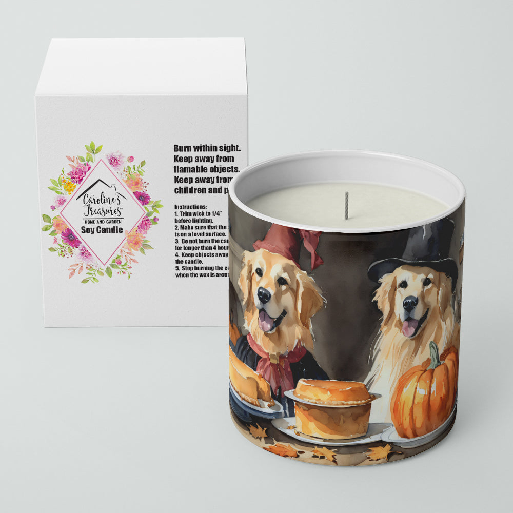 Golden Retriever Fall Kitchen Pumpkins Decorative Soy Candle Nature Soy Wax Essential Oil Home Decor Ideal for Bedroom Kitchen Bath Office Gift, 10 oz