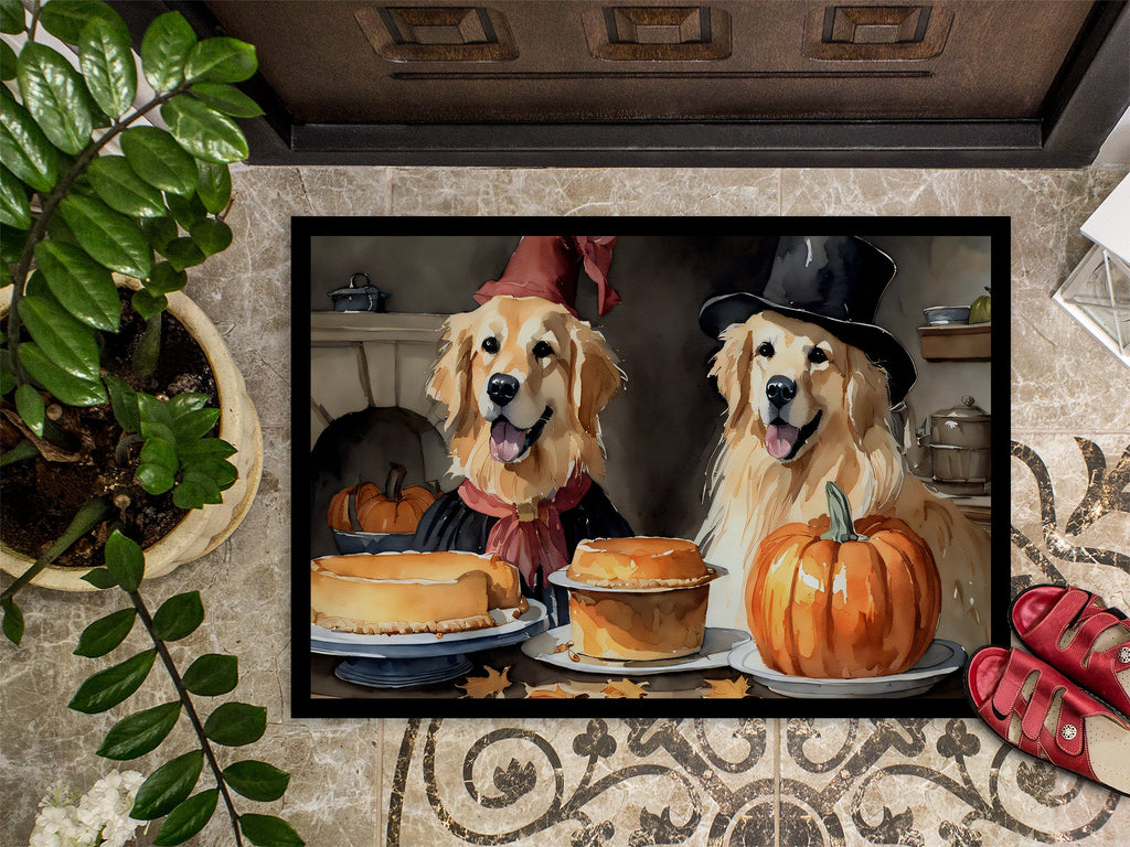 Golden Retriever Fall Kitchen Pumpkins Doormat Indoor Outdoor 24H X 36W Front Door Mat Rugs for Entryway, Non Slip Washable Low Pile,