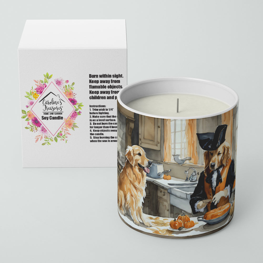Golden Retriever Fall Kitchen Pumpkins Decorative Soy Candle Nature Soy Wax Essential Oil Home Decor Ideal for Bedroom Kitchen Bath Office Gift, 10 oz