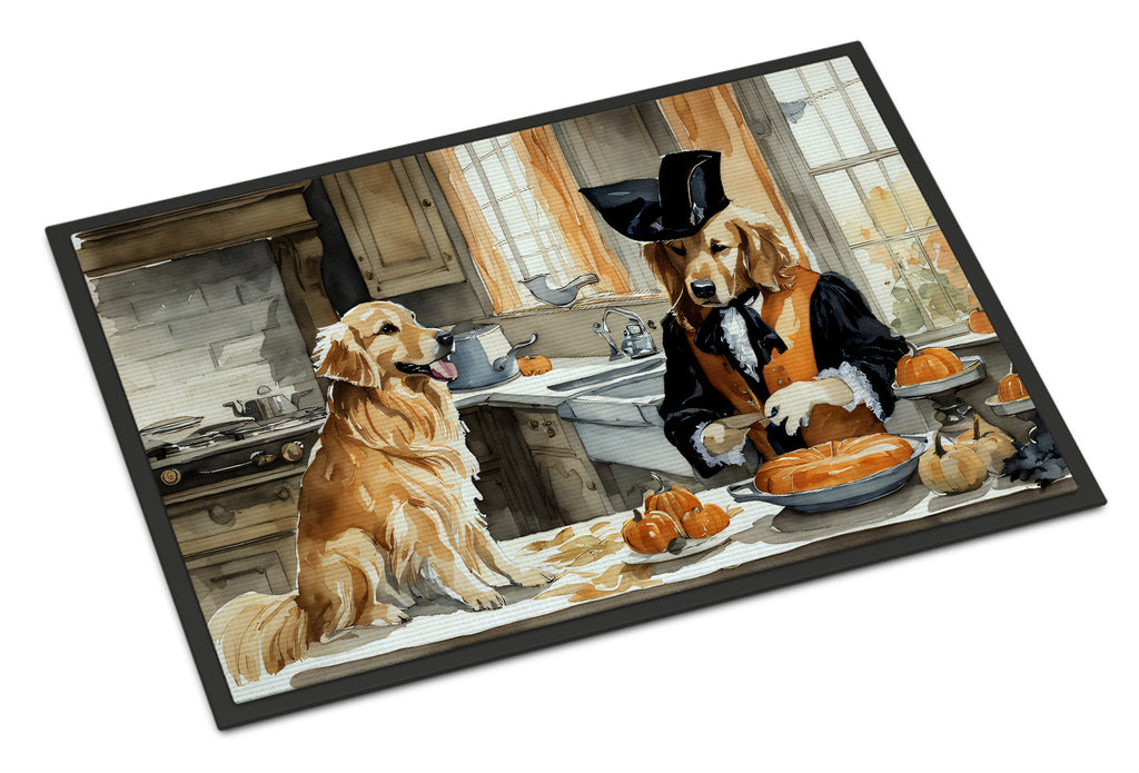 Golden Retriever Fall Kitchen Pumpkins Doormat Indoor Outdoor 18H X 27W Front Door Mat Rugs for Entryway, Non Slip Washable