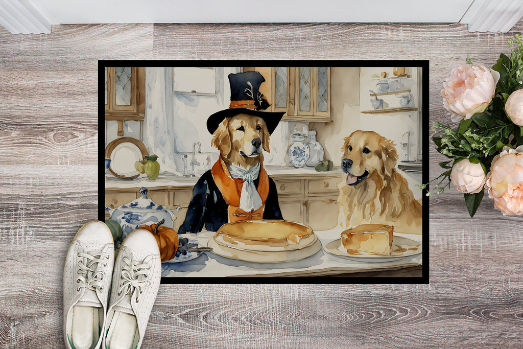 Golden Retriever Fall Kitchen Pumpkins Doormat Indoor Outdoor 18H X 27W Front Door Mat Rugs for Entryway, Non Slip Washable