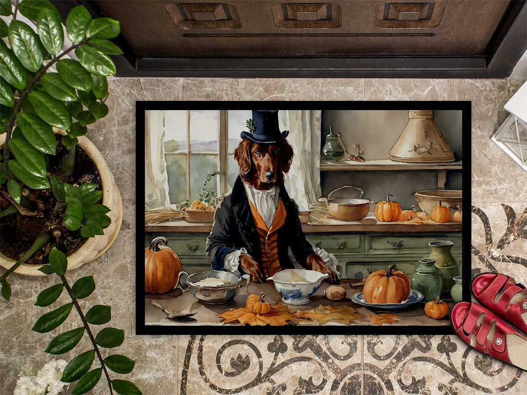Irish Setter Fall Kitchen Pumpkins Doormat Indoor Outdoor 18H X 27W Front Door Mat Rugs for Entryway, Non Slip Washable
