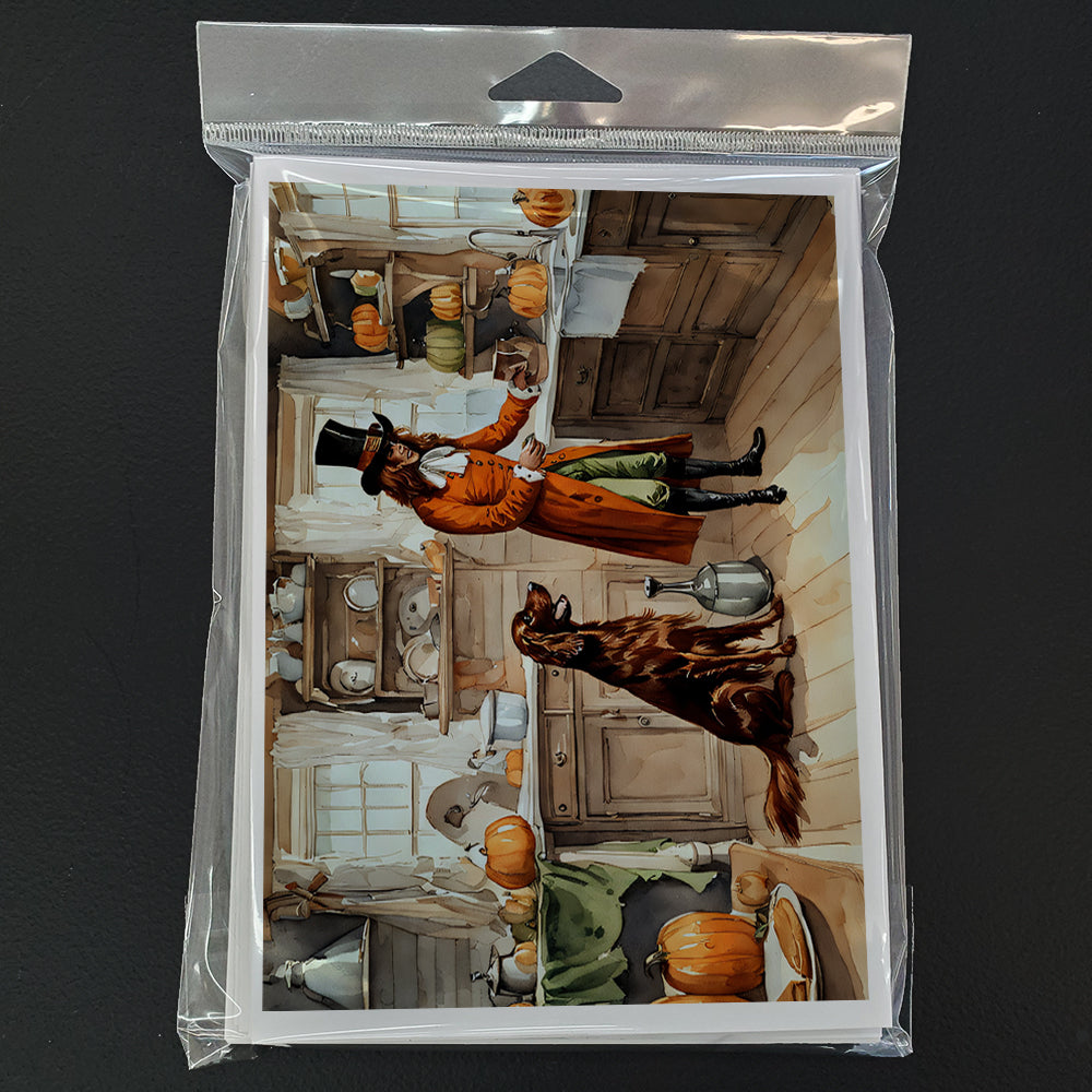 Irish Setter Fall Kitchen Pumpkins Greeting Cards Pack of 8 Blank Cards with Envelopes Whimsical A7 Size 5x7