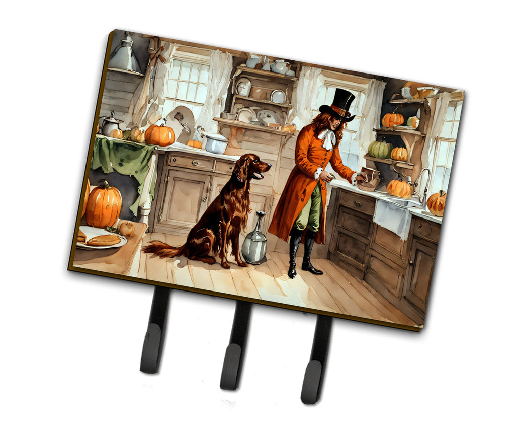 Irish Setter Fall Kitchen Pumpkins Leash or Key Holder Wall Hooks, Coat Rack Wall Mount, for Hanging Keys, Towels, Aprons, Leashes