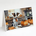 Jack Russell Terrier Fall Kitchen Pumpkins Greeting Cards Pack of 8 Blank Cards with Envelopes Whimsical A7 Size 5x7