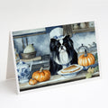 Japanese Chin Fall Kitchen Pumpkins Greeting Cards Pack of 8 Blank Cards with Envelopes Whimsical A7 Size 5x7