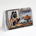 Keeshond Fall Kitchen Pumpkins Greeting Cards Pack of 8 Blank Cards with Envelopes Whimsical A7 Size 5x7