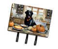 Black Lab Fall Kitchen Pumpkins Leash or Key Holder Wall Hooks, Coat Rack Wall Mount, for Hanging Keys, Towels, Aprons, Leashes