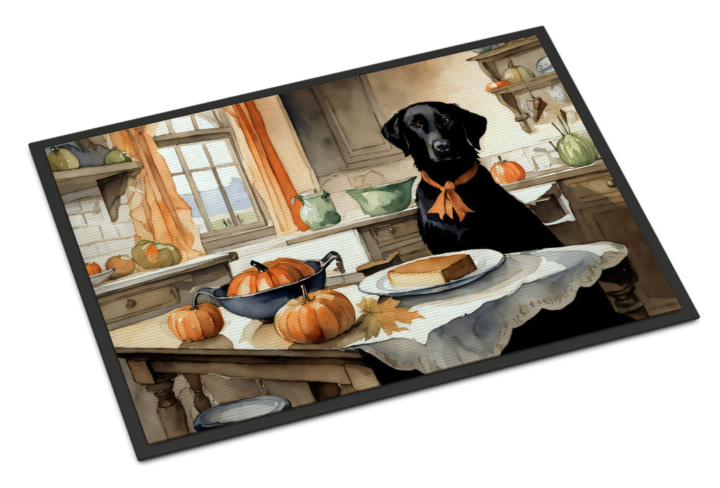 Black Lab Fall Kitchen Pumpkins Doormat Indoor Outdoor 24H X 36W Front Door Mat Rugs for Entryway, Non Slip Washable Low Pile,