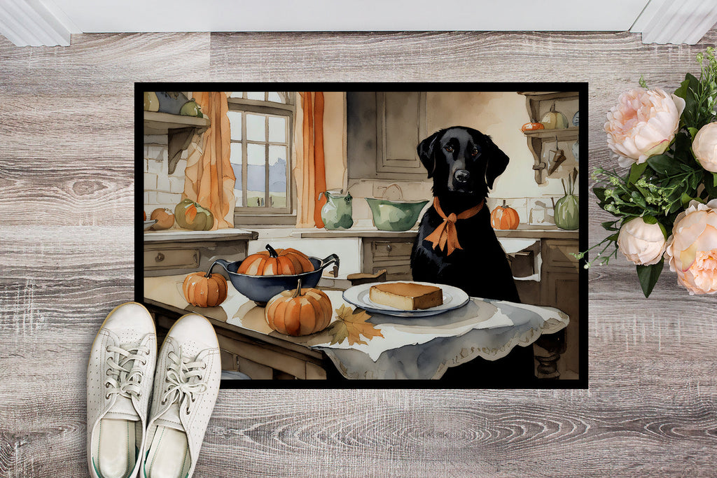 Black Lab Fall Kitchen Pumpkins Doormat Indoor Outdoor 24H X 36W Front Door Mat Rugs for Entryway, Non Slip Washable Low Pile,