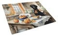 Black Lab Fall Kitchen Pumpkins Cutting Board Tempered Glass Kitchen Cutting Surface, Heat Resistant Chopping, Non-Slip Feet, Food Prep & Serving