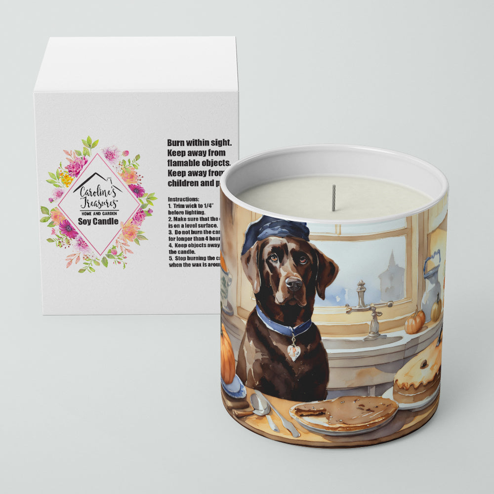 Chocolate Lab Fall Kitchen Pumpkins Decorative Soy Candle Nature Soy Wax Essential Oil Home Decor Ideal for Bedroom Kitchen Bath Office Gift, 10 oz