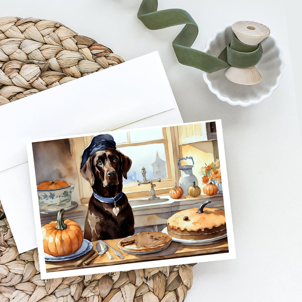 Chocolate Lab Fall Kitchen Pumpkins Greeting Cards Pack of 8 Blank Cards with Envelopes Whimsical A7 Size 5x7