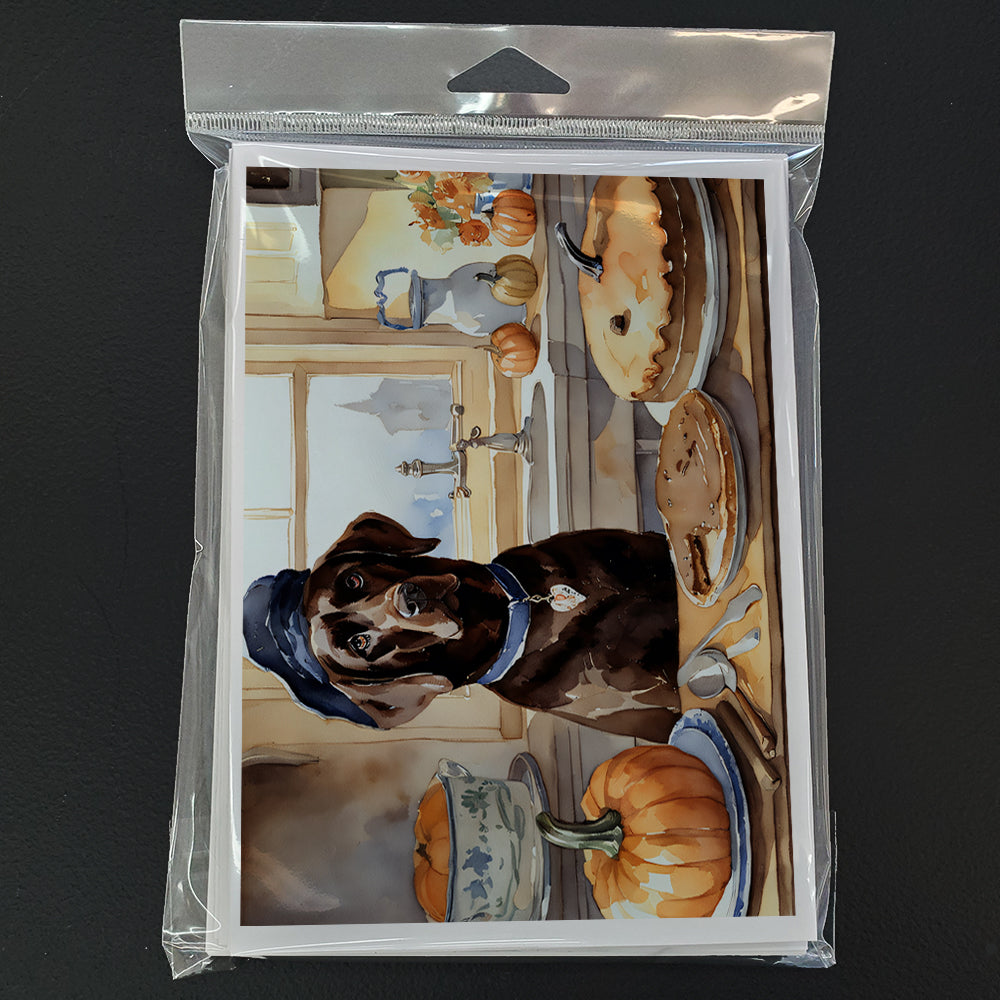 Chocolate Lab Fall Kitchen Pumpkins Greeting Cards Pack of 8 Blank Cards with Envelopes Whimsical A7 Size 5x7