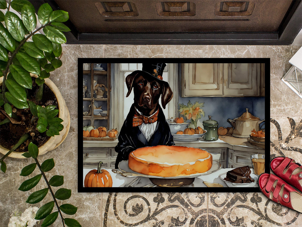 Chocolate Lab Fall Kitchen Pumpkins Doormat Indoor Outdoor 24H X 36W Front Door Mat Rugs for Entryway, Non Slip Washable Low Pile,