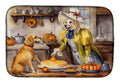Yellow Lab Fall Kitchen Pumpkins Dish Drying Mat Absorbent Dish Drying Mat Pad for Kitchen Counter Dish Drainer Mat for Countertop, 14 x 21", Multicolor