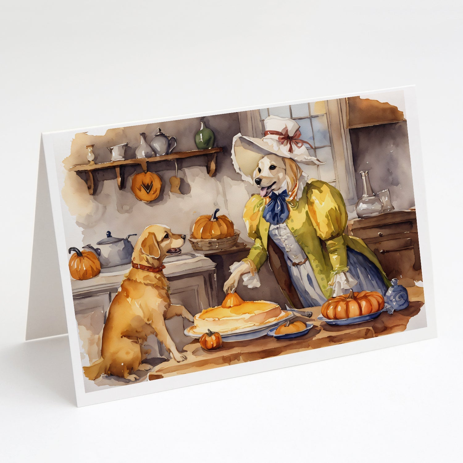 Yellow Lab Fall Kitchen Pumpkins Greeting Cards Pack of 8 Blank Cards with Envelopes Whimsical A7 Size 5x7