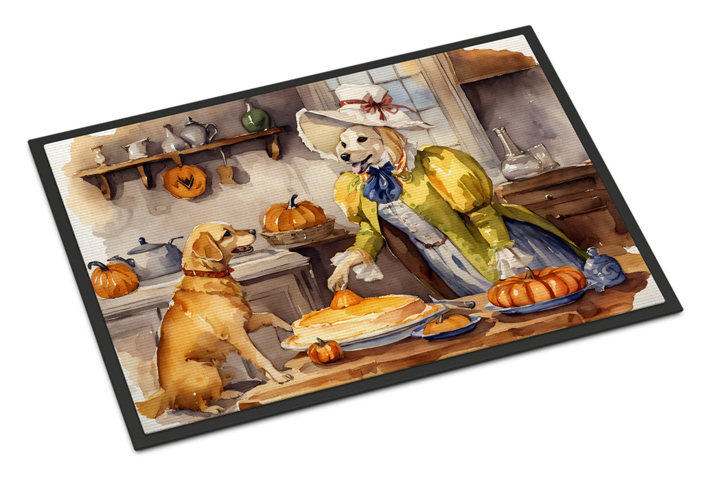 Yellow Lab Fall Kitchen Pumpkins Doormat Indoor Outdoor 18H X 27W Front Door Mat Rugs for Entryway, Non Slip Washable