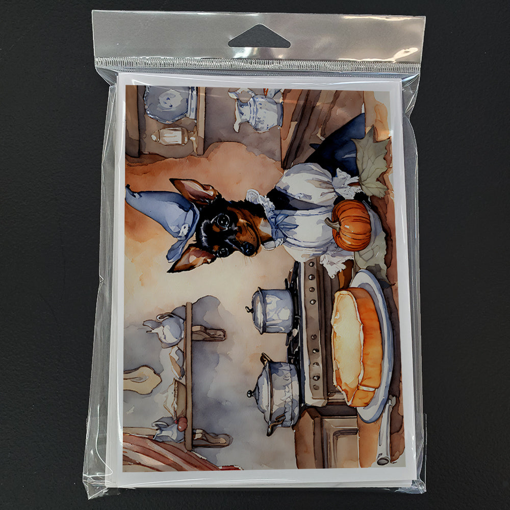 Miniature Pinscher Fall Kitchen Pumpkins Greeting Cards Pack of 8 Blank Cards with Envelopes Whimsical A7 Size 5x7