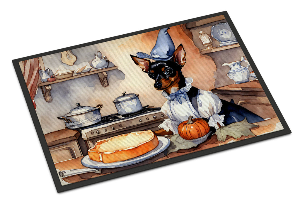 Miniature Pinscher Fall Kitchen Pumpkins Doormat Indoor Outdoor 24H X 36W Front Door Mat Rugs for Entryway, Non Slip Washable Low Pile,