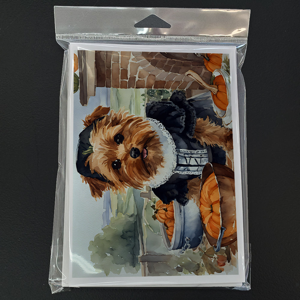 Norfolk Terrier Fall Kitchen Pumpkins Greeting Cards Pack of 8 Blank Cards with Envelopes Whimsical A7 Size 5x7