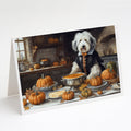 Old English Sheepdog Fall Kitchen Pumpkins Greeting Cards Pack of 8 Blank Cards with Envelopes Whimsical A7 Size 5x7