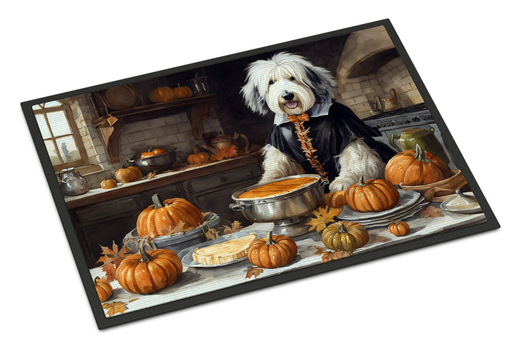 Old English Sheepdog Fall Kitchen Pumpkins Doormat Indoor Outdoor 24H X 36W Front Door Mat Rugs for Entryway, Non Slip Washable Low Pile,