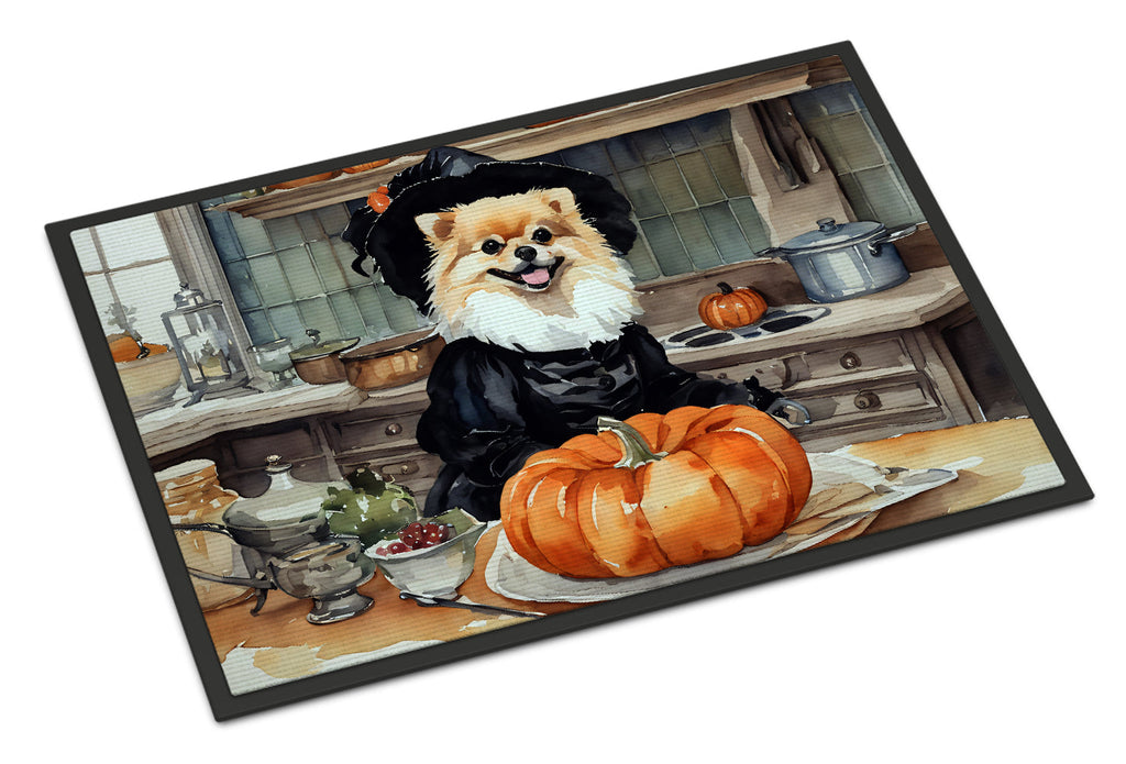 Pomeranian Fall Kitchen Pumpkins Doormat Indoor Outdoor 24H X 36W Front Door Mat Rugs for Entryway, Non Slip Washable Low Pile,