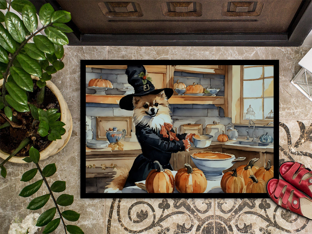 Pomeranian Fall Kitchen Pumpkins Doormat Indoor Outdoor 24H X 36W Front Door Mat Rugs for Entryway, Non Slip Washable Low Pile,