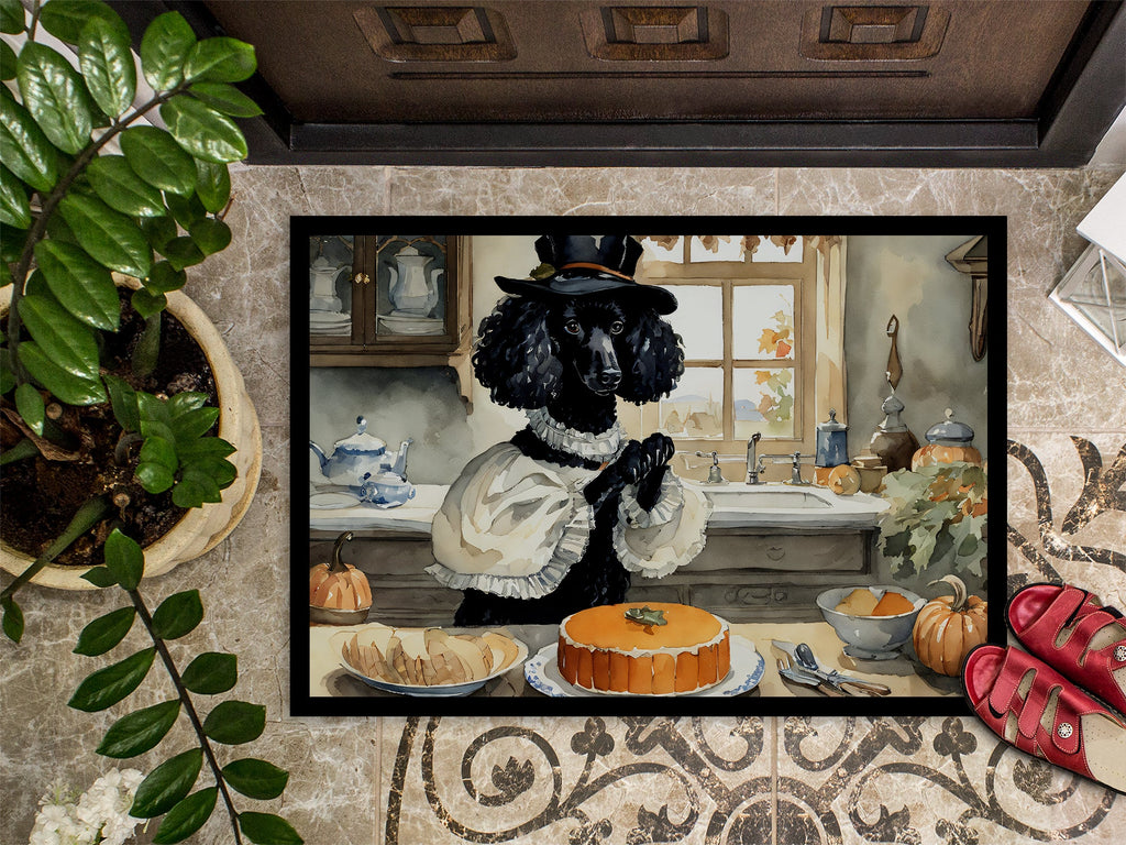 Poodle Fall Kitchen Pumpkins Doormat Indoor Outdoor 18H X 27W Front Door Mat Rugs for Entryway, Non Slip Washable